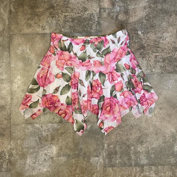 American Vintage Dresses & Skirts - mind games y2k rare pink and white rose fairy asymmetrical micro mini skirt